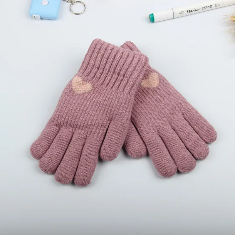 Winter warmth with  cat and bird printed thermal knitted cashmere feel gloves - energize your cold days with cozy comfort women or teens girls  gloves