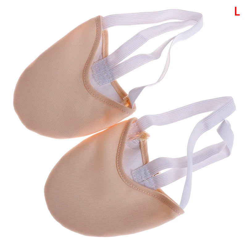 Elegant beige rhythmic gymnastic half shoes socks for child and adult with pig skin sole, perfect for dancing