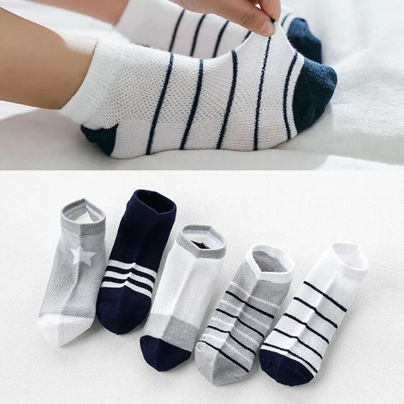 5 pairs set of cute cotton kids socks for all seasons a breathable mesh delight (3-11 years)