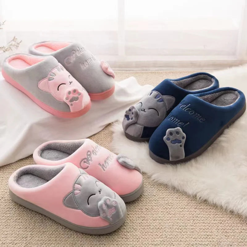 Cozy Cat cartoon Women's Slippers for extra  Winter Warmth and Non-Slip Comfort!