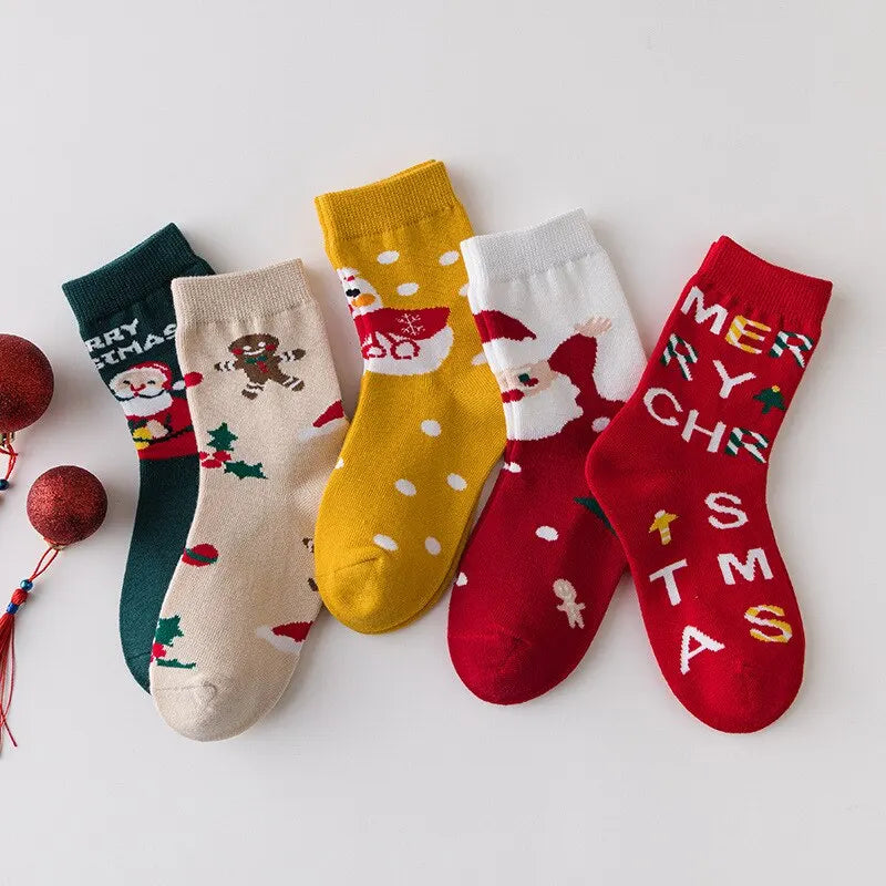 5 pair set of Kids Christmas socks for 1-10 Years, Cozy Holiday Essentials