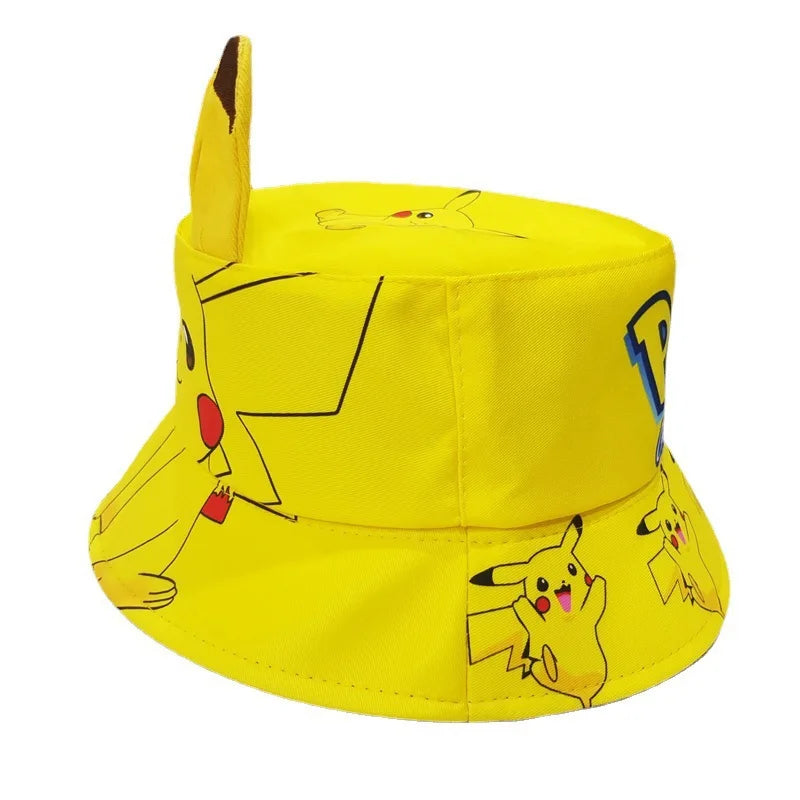 Kuromi panama summer sun hat cap for kids: anime cute big ear cartoon fisherman cap - summer sun protection with style! for holidays and sea 3-12 years old boys girls picachu pokemon