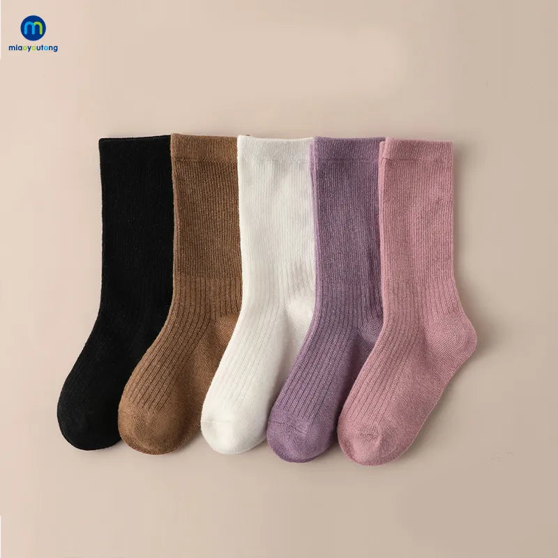 Cotton  Girls  and Women's Middle Tube Socks 5 pair pack