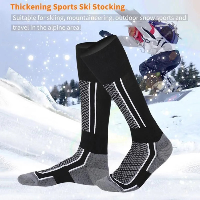 Chaussettes de ski épaisses pour femmes, hommes, enfants-chaussettes de sport hautes anti-froid pour le ski, la randonnée