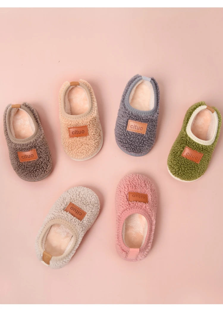 Soft snuggle warm cute cotton Slippers for kids with plush