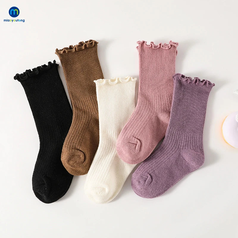 Cotton  Girls  and Women's Middle Tube Socks 5 pair pack