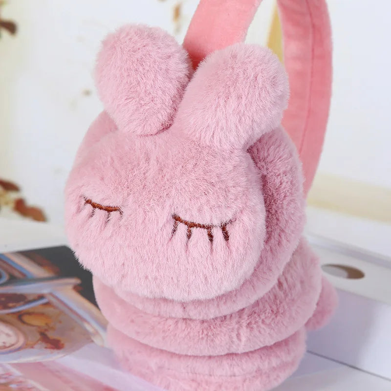 Niedliches Cartoon-Kaninchen-Ohrenschützer-Stirnband für Kinder, um es sich im Winter mit der Wärme im Freien gemütlich zu machen! Plüschiger, dicker und weicher Ohrenschützer – verstellbares Ohrabdeckungszubehör für modische Mädchen