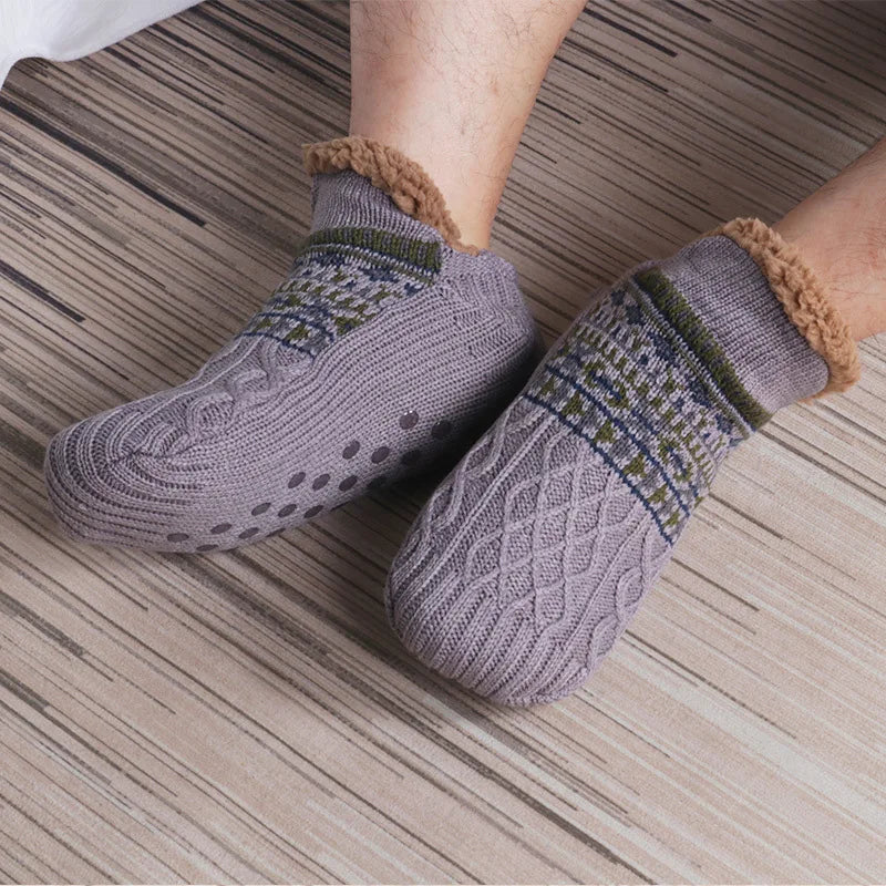 Cozy winter warmth with knitted socks for men with non-slip foot warmer snow cold fuzzy