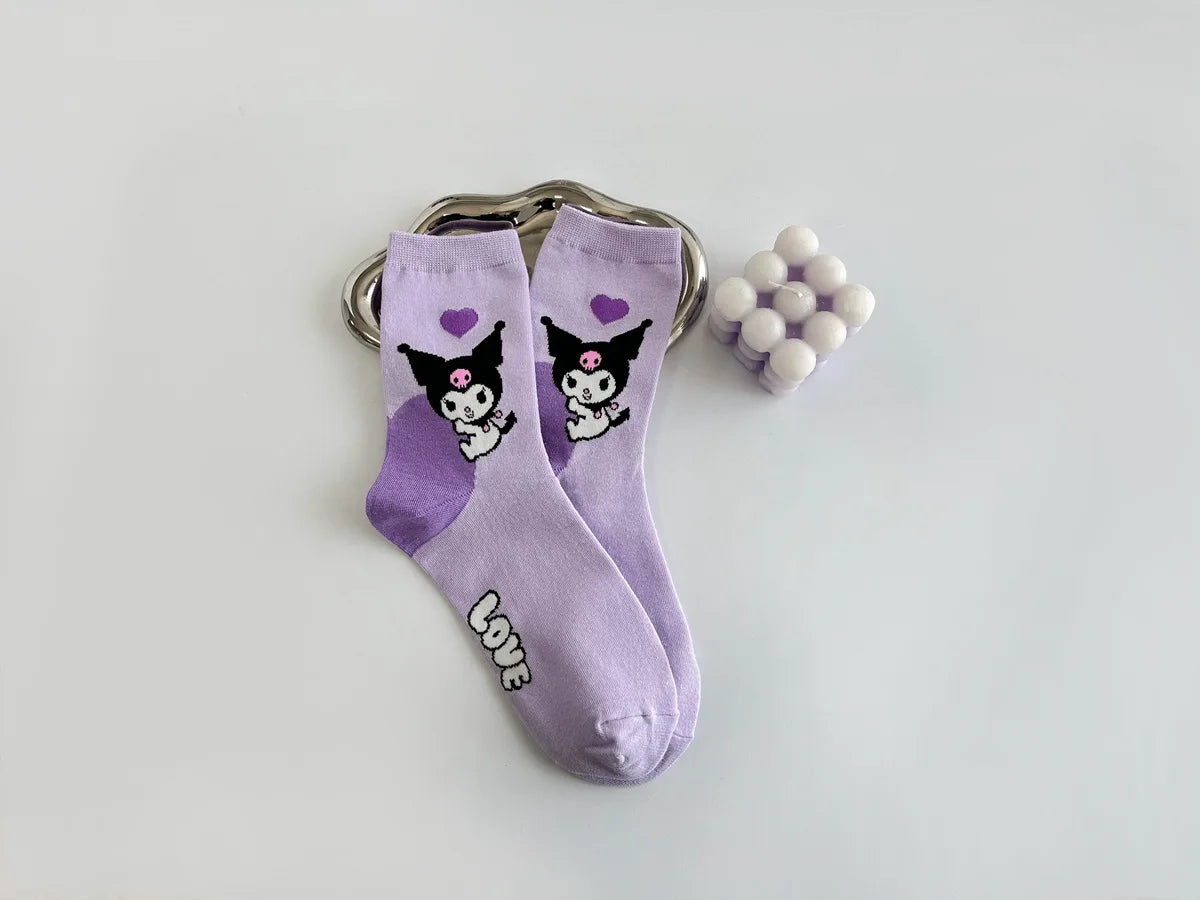 Purple Cartoon Socks: Embrace Your Inner Cute Witch with Disney Sanrio Kuromi! girls ladies kids