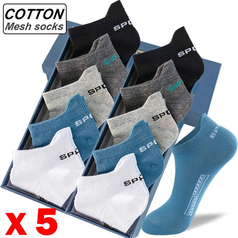 High-Quality Men's Cotton Sports Ankle Socks - Breathable, Comfortable, and Stylish for Summer (Sizes 38-45)