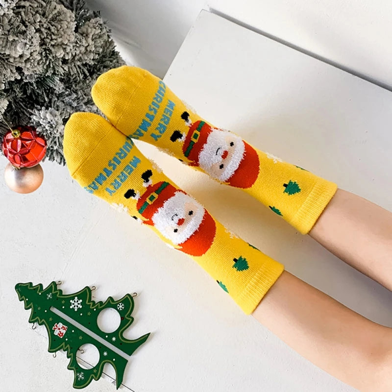 Set of 3 pair of cozy Christmas socks for kids - snowman and Santa designs (ages 1-12)