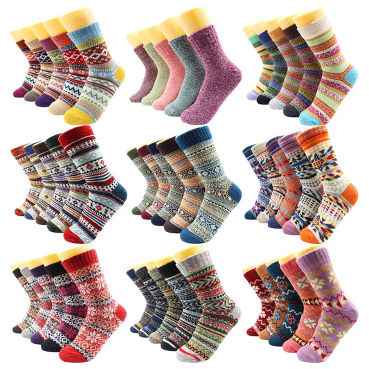 5 Paar Winterwärmer-Socken aus dicker Thermo-Woll-Kaschmir-Mischung
