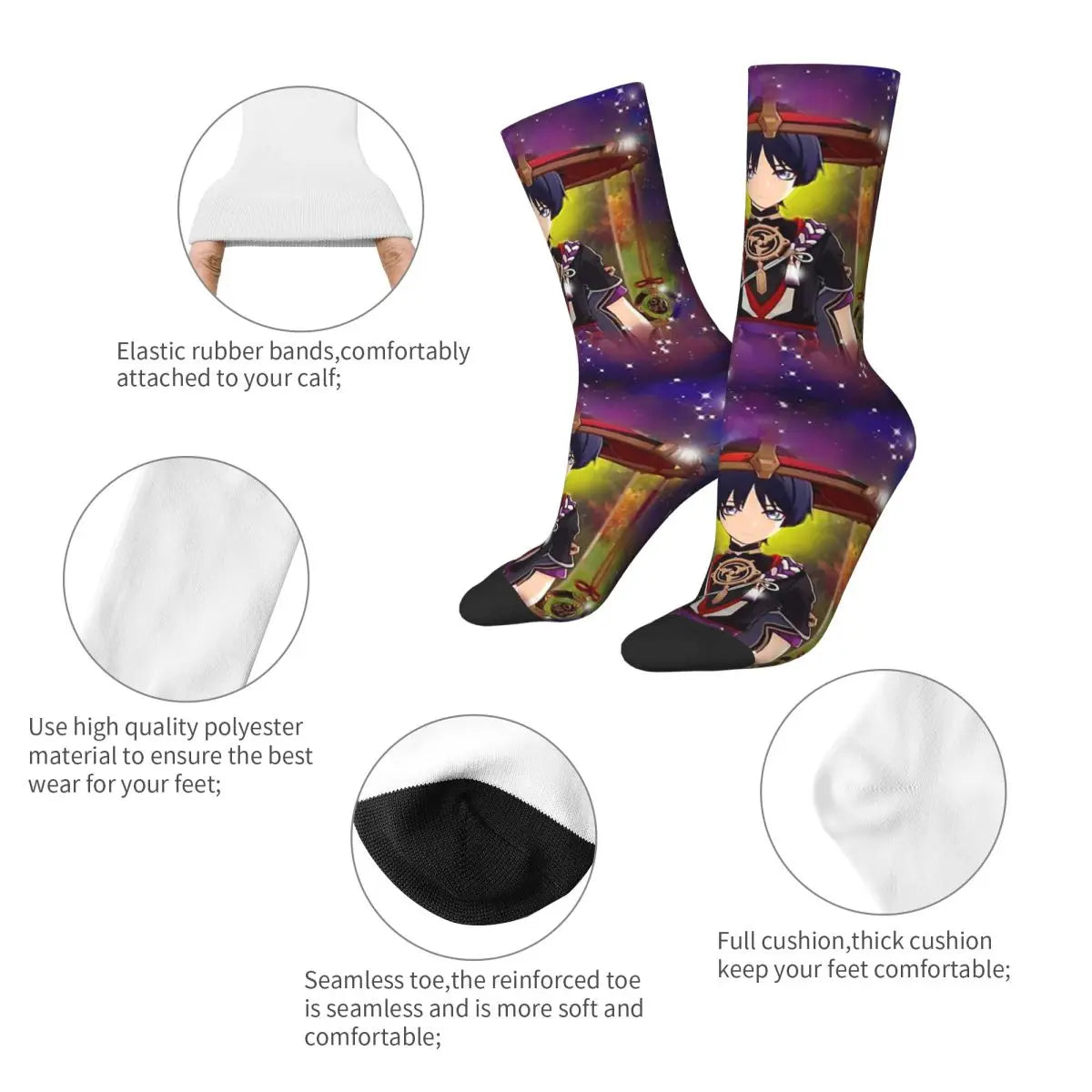 Genshin Scaramouche Impact Ehemanno Herren trendige Anime-Socken, moderne Neuheitsstrümpfe, perfektes Geschenk