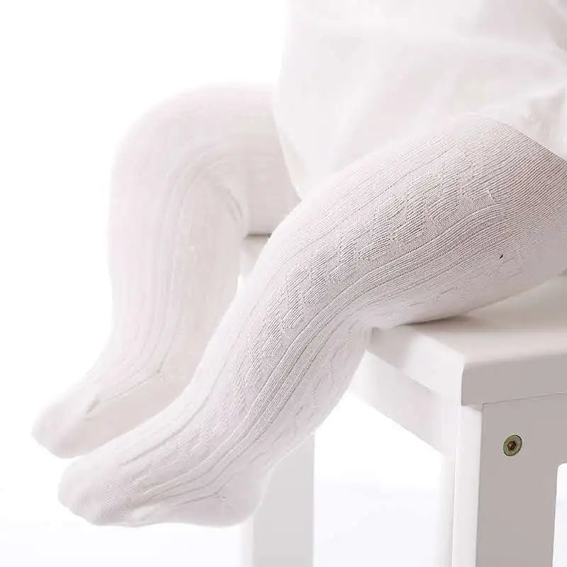 Adorables collants en maille torsadée de coton pour bébés filles (0-8 ans), à la fois respirants et élégants pour chaque saison