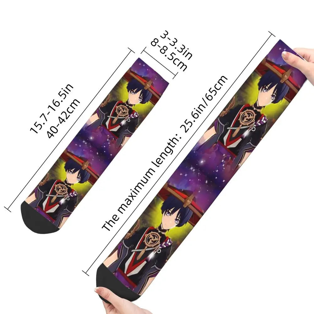 Genshin Scaramouche Impact Ehemanno Herren trendige Anime-Socken, moderne Neuheitsstrümpfe, perfektes Geschenk