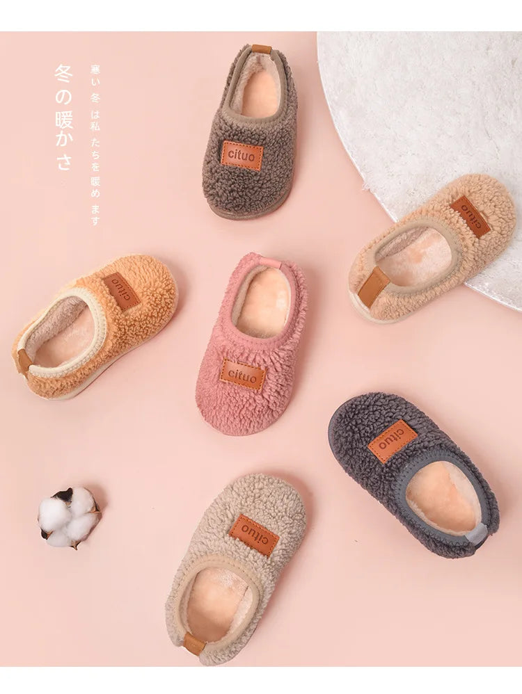 Soft snuggle warm cute cotton Slippers for kids with plush