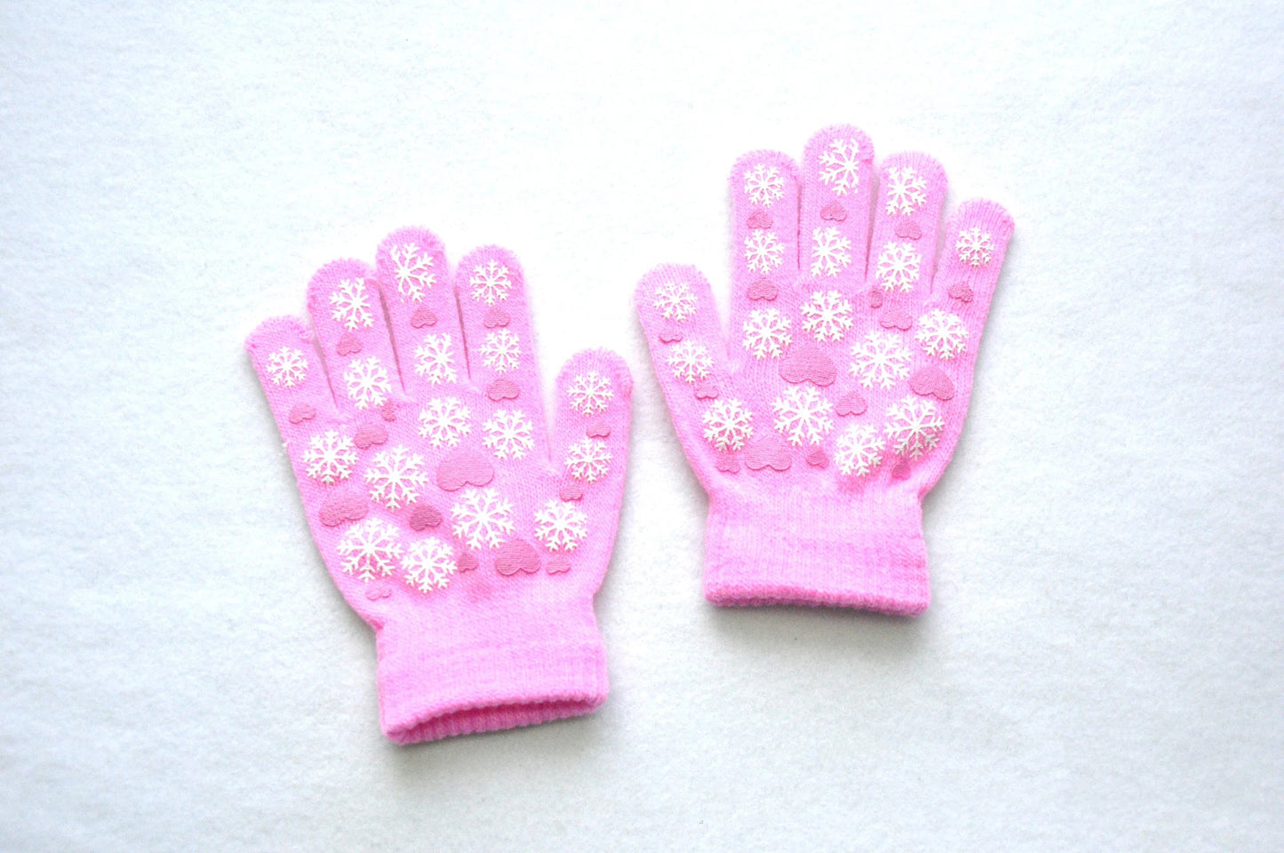 Warm cozy snowflake love print mittens gloves for kids 6-11Y