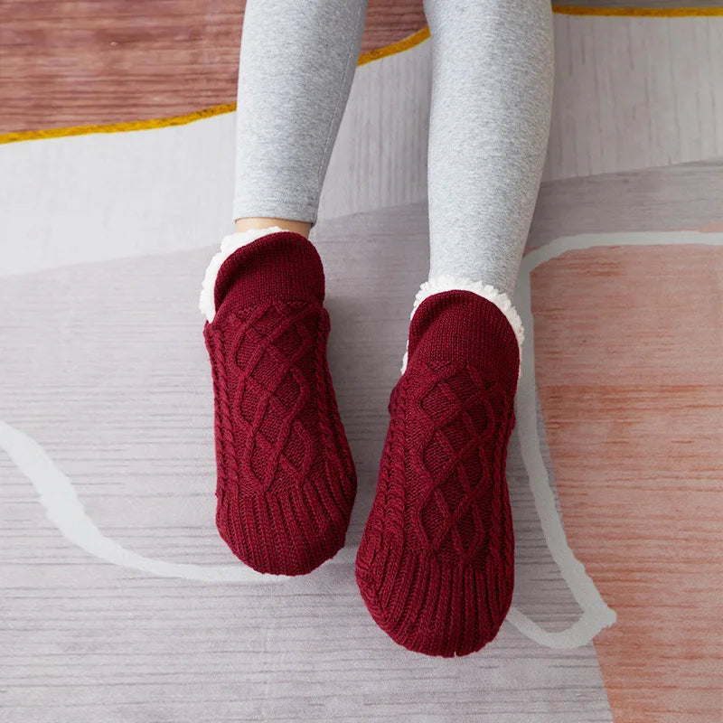 Cozy winter warmth with knitted socks for men with non-slip foot warmer snow cold fuzzy