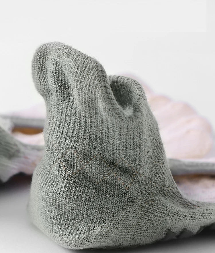 Chaussettes en coton à cinq orteils pour femmes, Pilates, yoga, antidérapantes, en silicone, à cheville basse