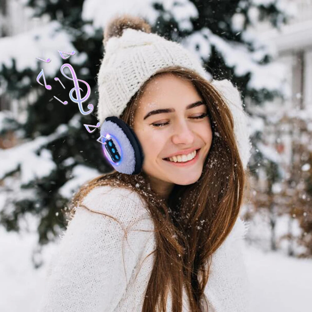 Casque antibruit Bluetooth sans fil pour plus de chaleur hivernale avec haut-parleurs HD intégrés pliable sport ski hommes femmes filles garçons