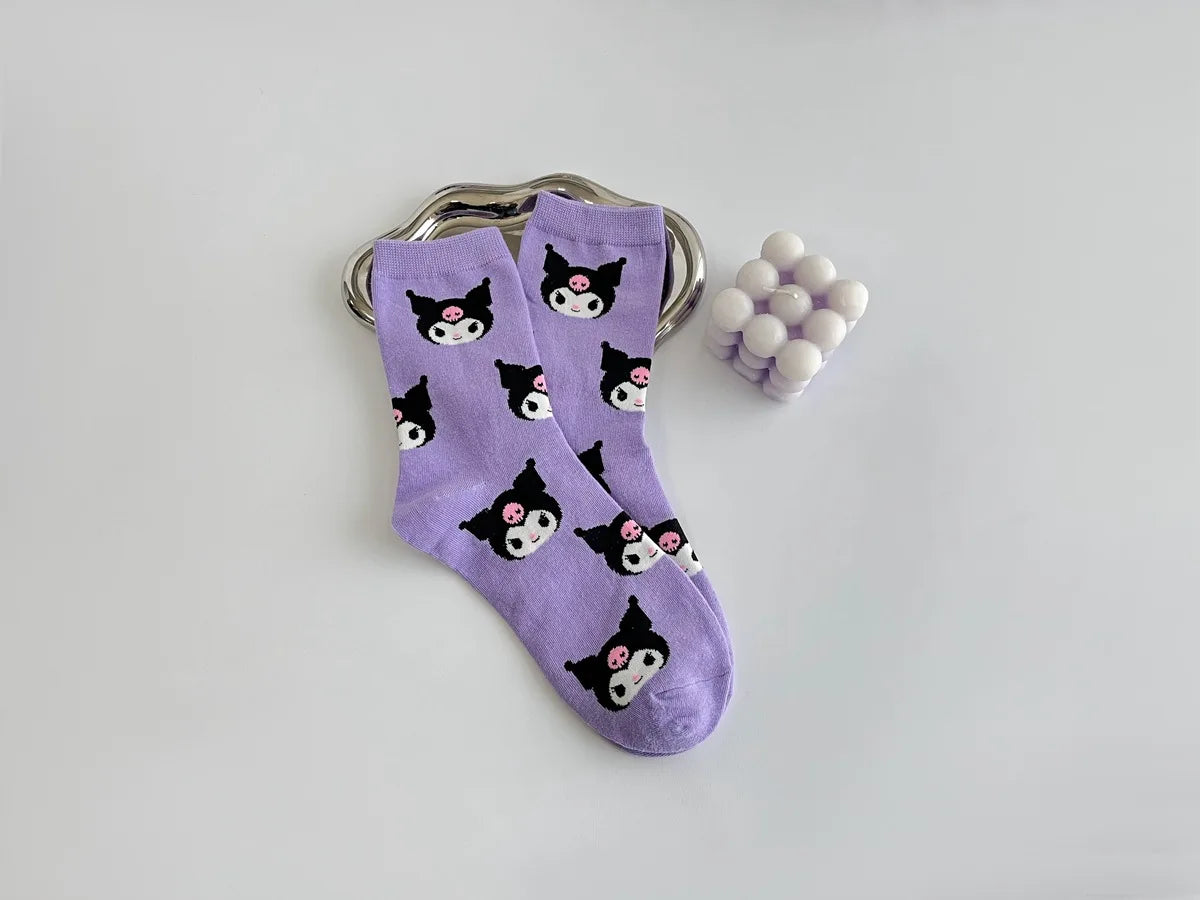 Purple Cartoon Socks: Embrace Your Inner Cute Witch with Disney Sanrio Kuromi! girls ladies kids