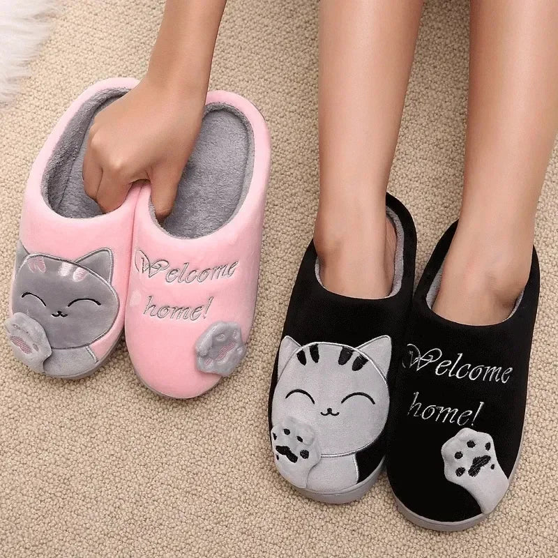 Cozy Cat cartoon Women's Slippers for extra  Winter Warmth and Non-Slip Comfort!