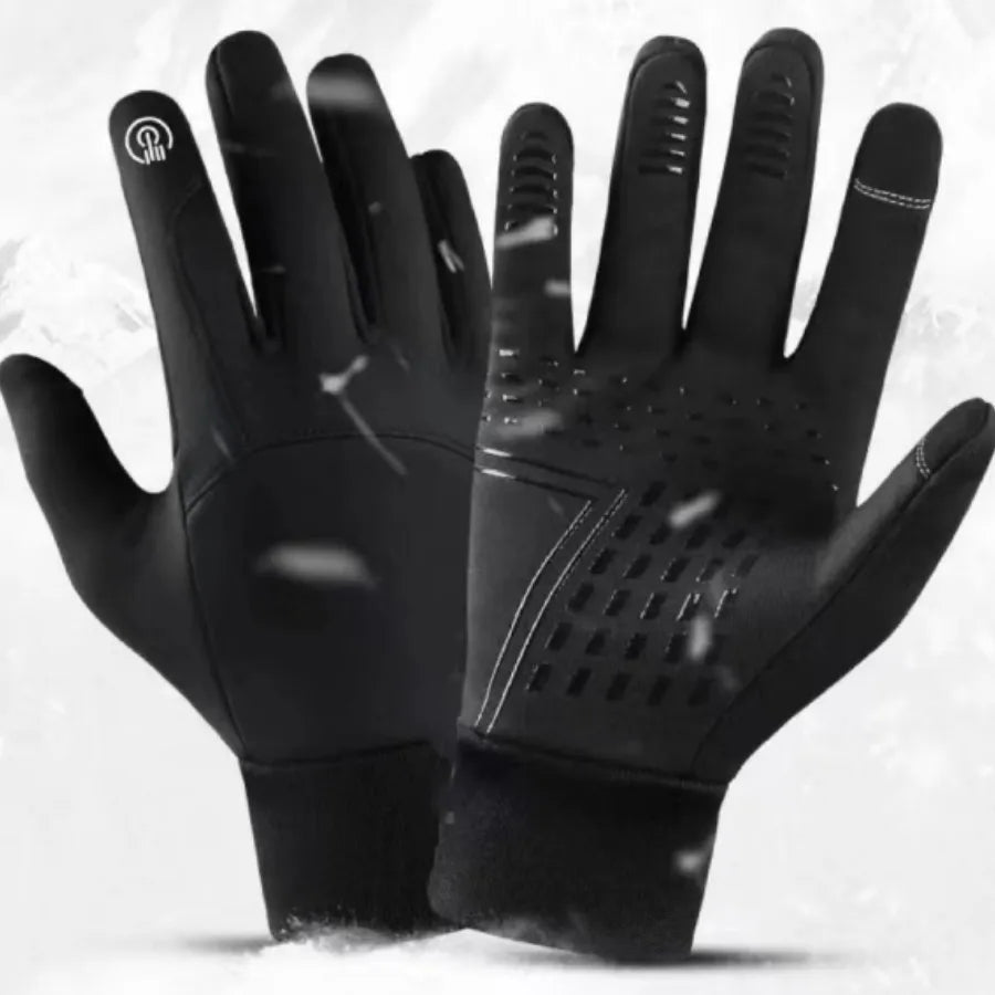 Hiver ajouté velours léger imperméable à l'eau en plein air moto vélo longueur doigt peut toucher écran gants résistants à l'usure