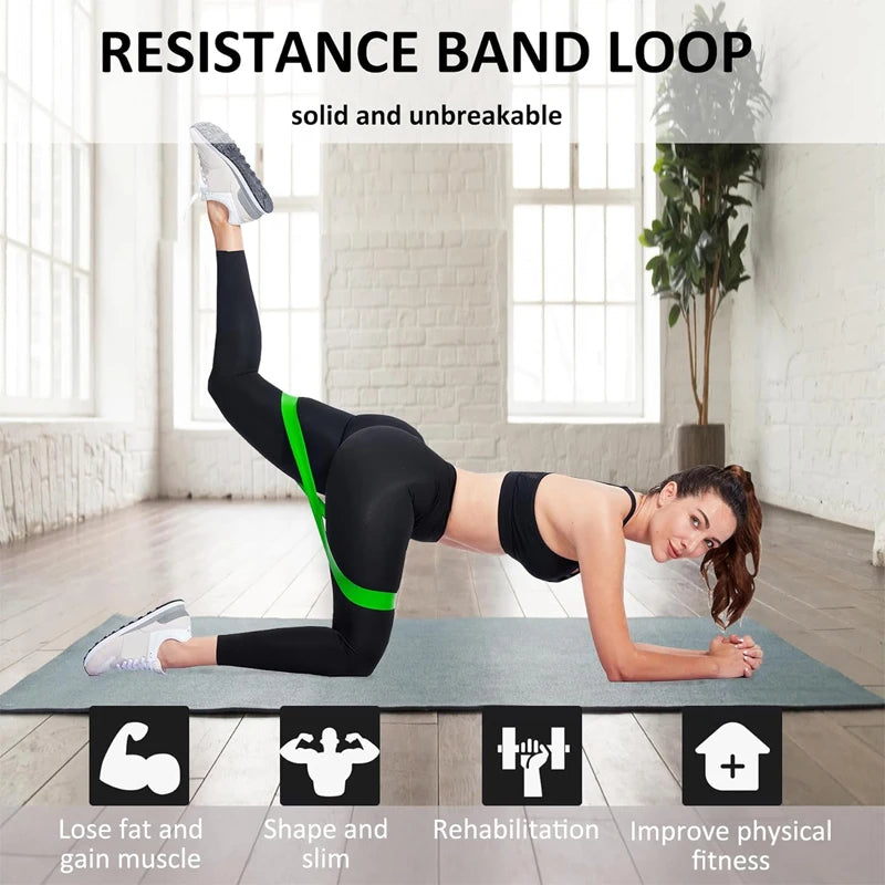 Enhance your home Workout with this  set of 5 resistance Loop exercise bands for fitness, Strength Training, and Physical Therapy for yoga pilates muscle strenth training stretching and more