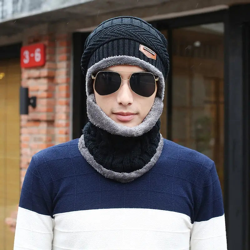 Winter Wool  warm cozy Beanies Hats  Versatile Knitted Caps for Men for cold snow weather