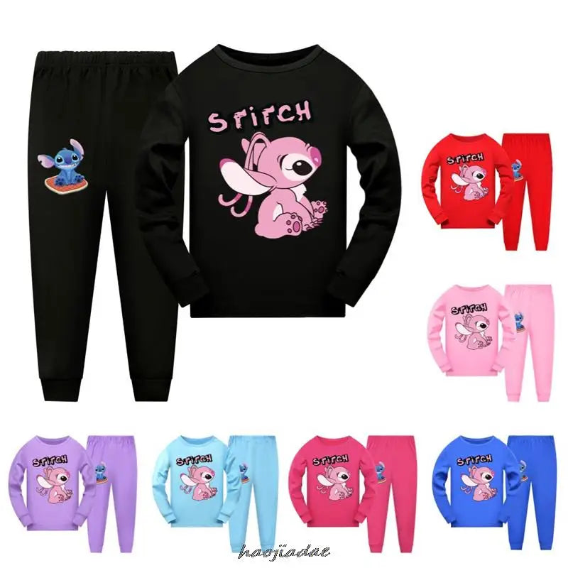 Pyjamas pour enfants Lilo et Stitch, ensembles de vêtements de nuit confortables en coton pour garçons et filles, âgés de 2 à 15 ans