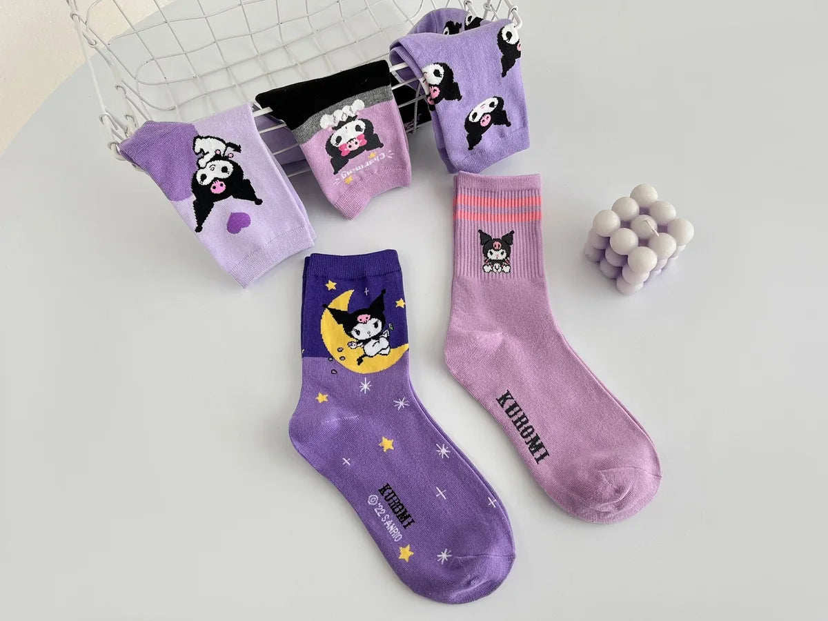 Purple Cartoon Socks: Embrace Your Inner Cute Witch with Disney Sanrio Kuromi! girls ladies kids