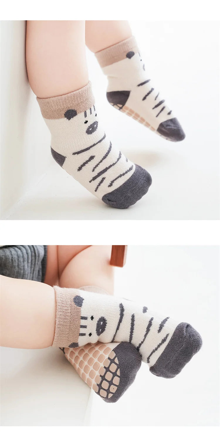 Adorable stripes  toddler baby socks have Non-Slip bottom cotton comfort for Girls and Boys newborn to 5 years