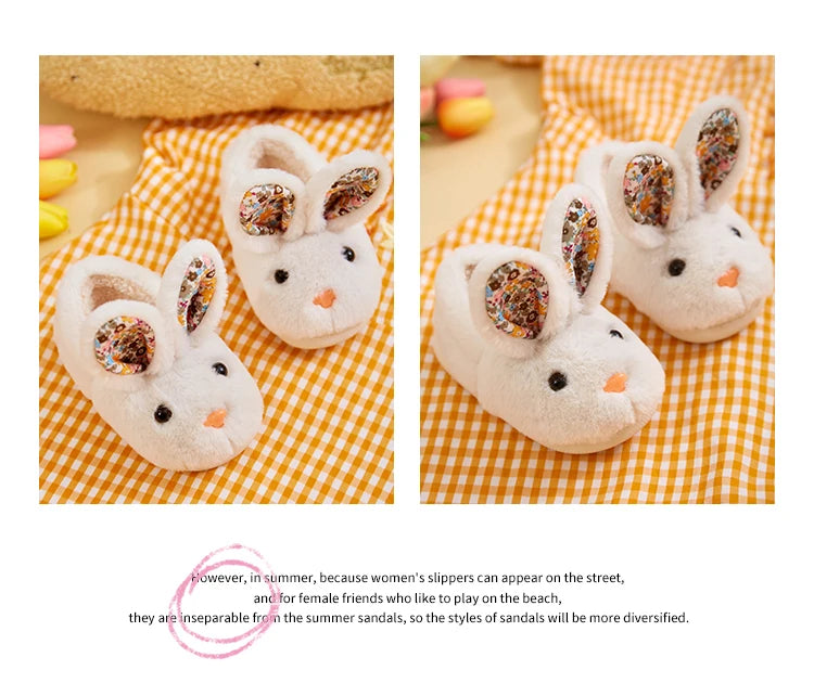 Cartoon Rabbit Indoor Slippers for Winter Warmth for Kids' Cozy Adventures gift girls