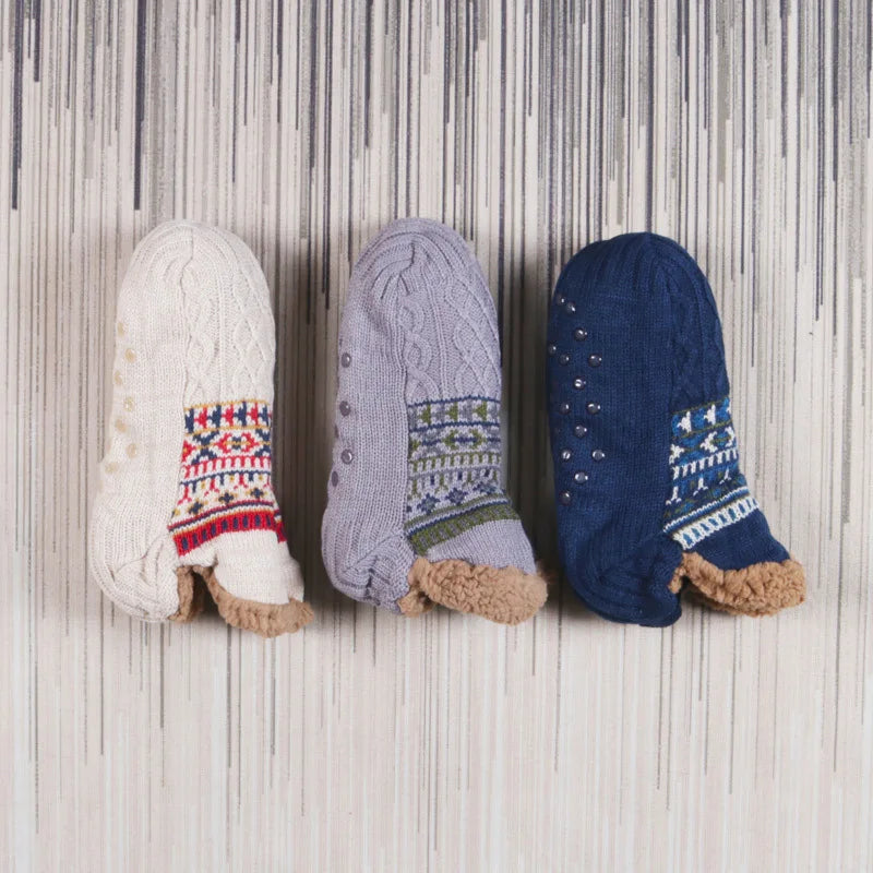 Cozy winter warmth with knitted socks for men with non-slip foot warmer snow cold fuzzy