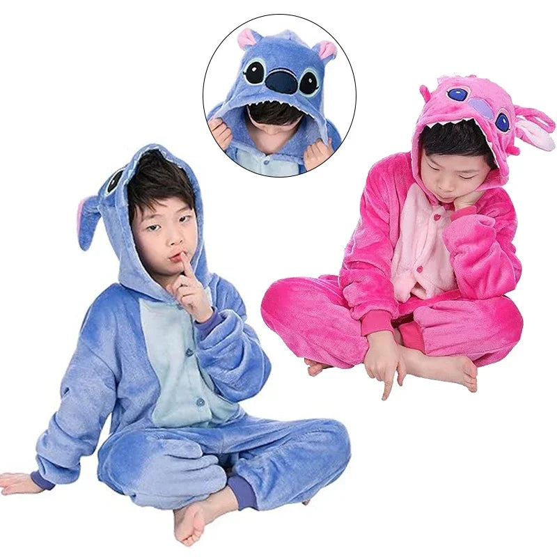 Gemütlicher Cartoon-Anime-Cosplay-Pyjama für Kinder zum Kuscheln im Anime-Stitch-Engel-Kostüm für Kinder