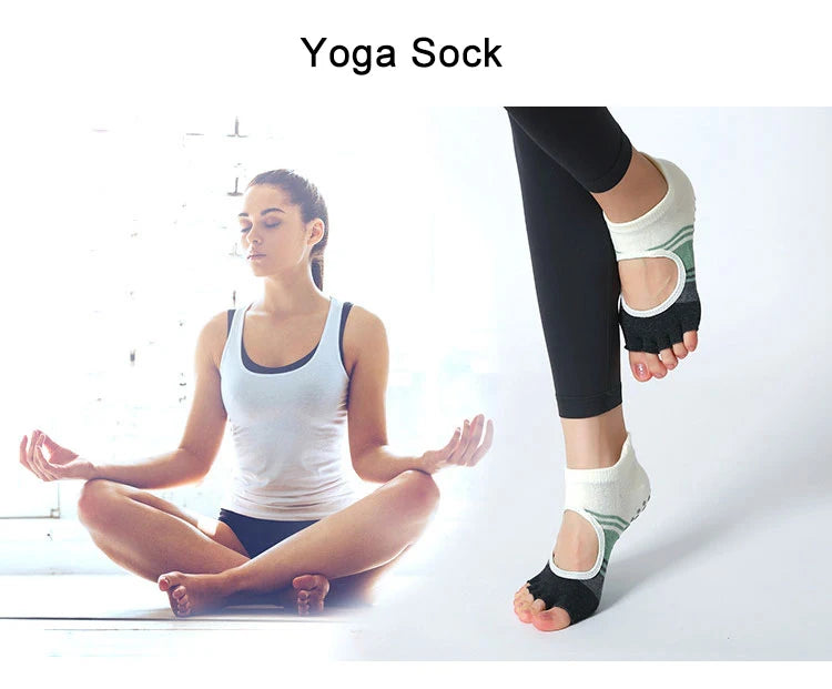 Luxurious silicone non-slip cotton yoga socks for women 5 toes  to elevate your practice with style and comfort