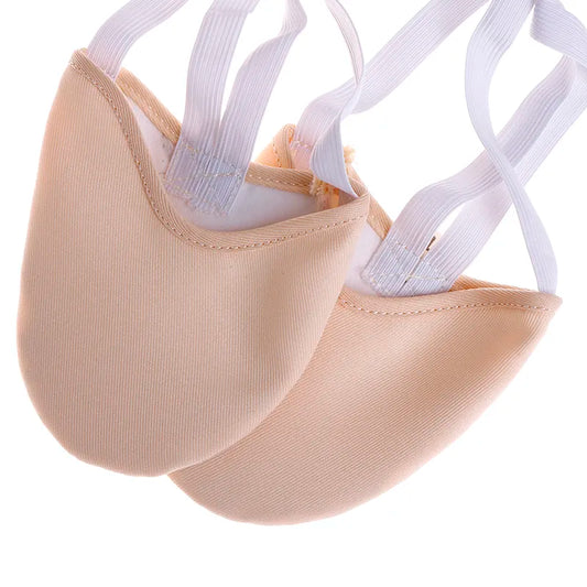 Demi-chaussures élégantes de gymnastique rythmique beige pour enfant et adulte avec semelle en peau de porc, parfaites pour danser