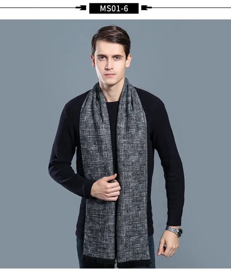 Écharpe sophistiquée en mélange de cachemire pour homme, à carreaux chauds, pour l'hiver, look décontracté et professionnel, cadeau parfait 