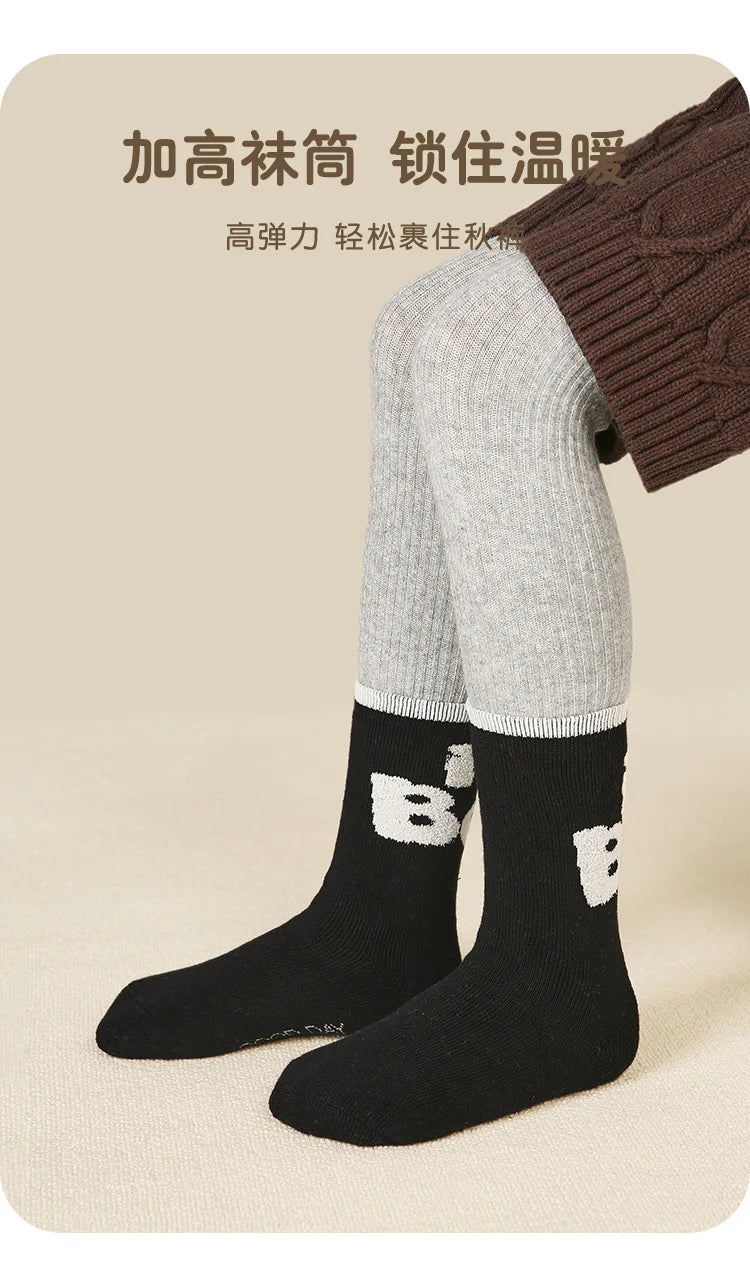 Chaussettes d'hiver chaudes en coton épais avec lettres et motif rayé pour garçons et filles – chaussettes pour bébé, chaussettes pour enfants (5 paires)