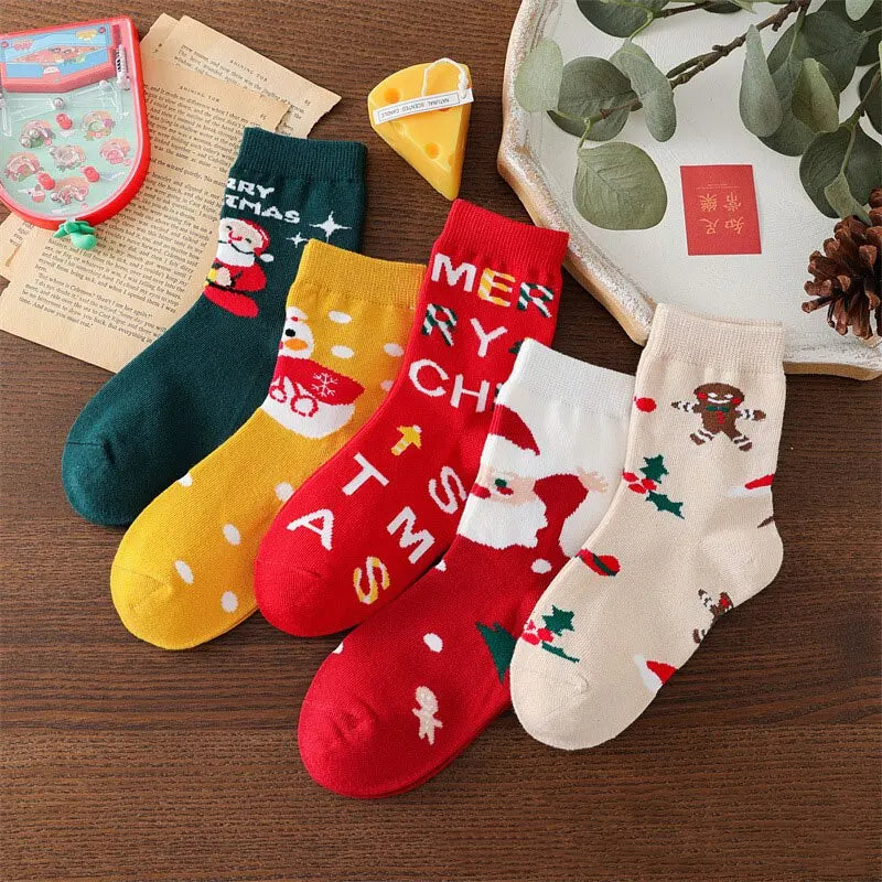 5 pair set of Kids Christmas socks for 1-10 Years, Cozy Holiday Essentials