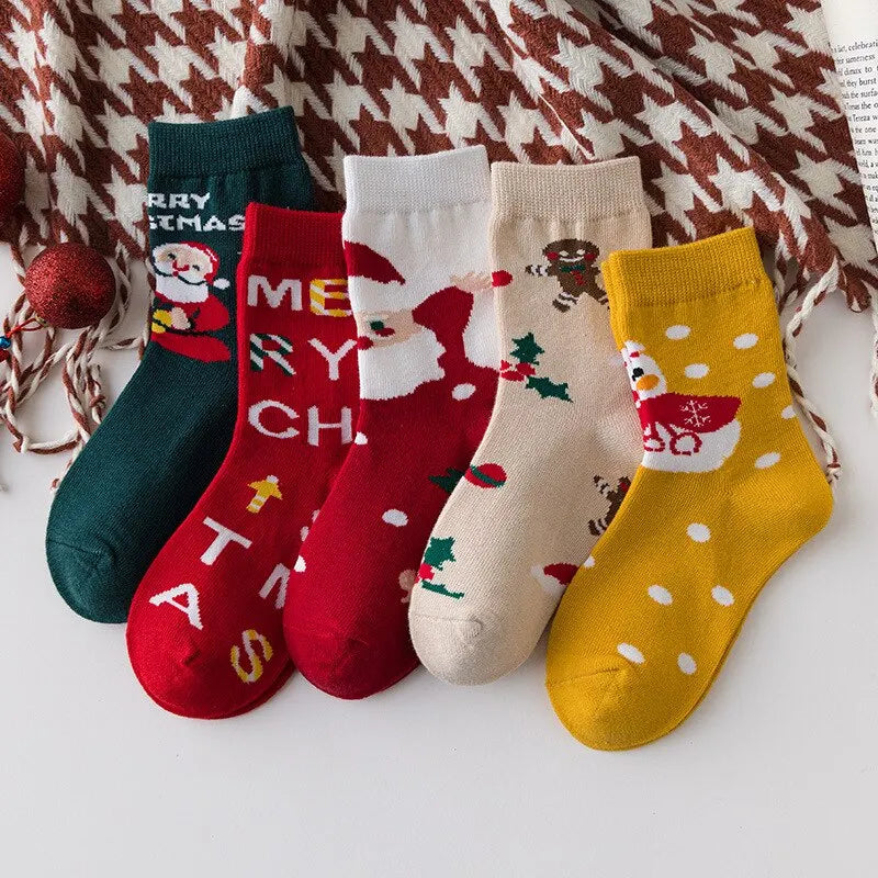 5 pair set of Kids Christmas socks for 1-10 Years, Cozy Holiday Essentials