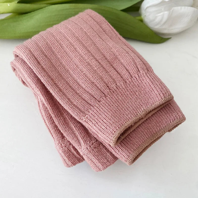 Cozy style for newborn girls and boys cotton ribbed pants tights leg warmers- solid color leggings for kids (0-6 years)