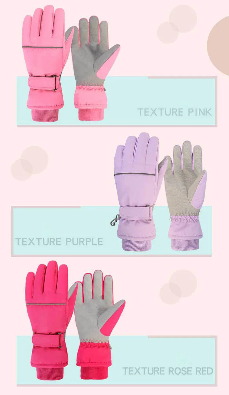 Premium winter snow  waterproof, thicken mittens gloves  to keep kids' fingers warm during skiing & snowboarding for kids