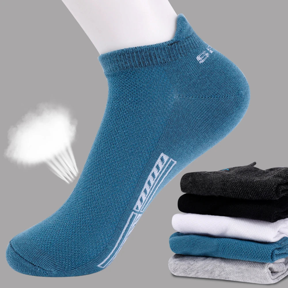 High-Quality Men's Cotton Sports Ankle Socks - Breathable, Comfortable, and Stylish for Summer (Sizes 38-45)