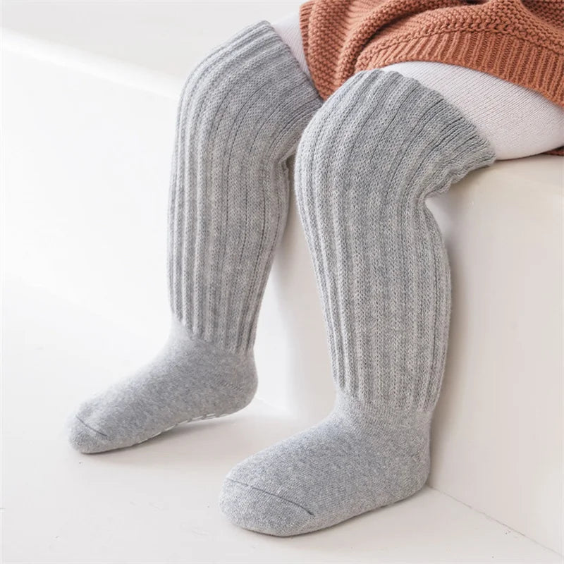 Soft winter comfortable warm cozy baby knee-high socks with antislip design for safety  for your  little ones(0-4Y)