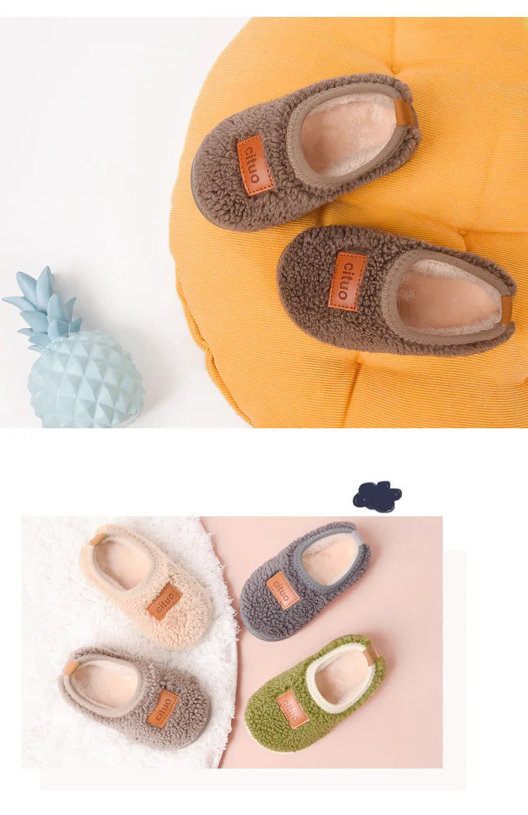 Soft snuggle warm cute cotton Slippers for kids with plush