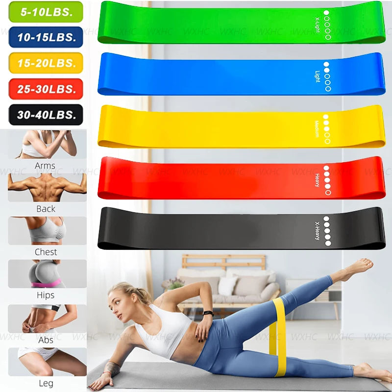 Enhance your home Workout with this  set of 5 resistance Loop exercise bands for fitness, Strength Training, and Physical Therapy for yoga pilates muscle strenth training stretching and more