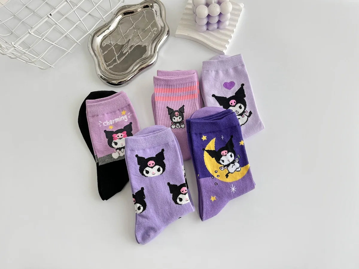 Purple Cartoon Socks: Embrace Your Inner Cute Witch with Disney Sanrio Kuromi! girls ladies kids