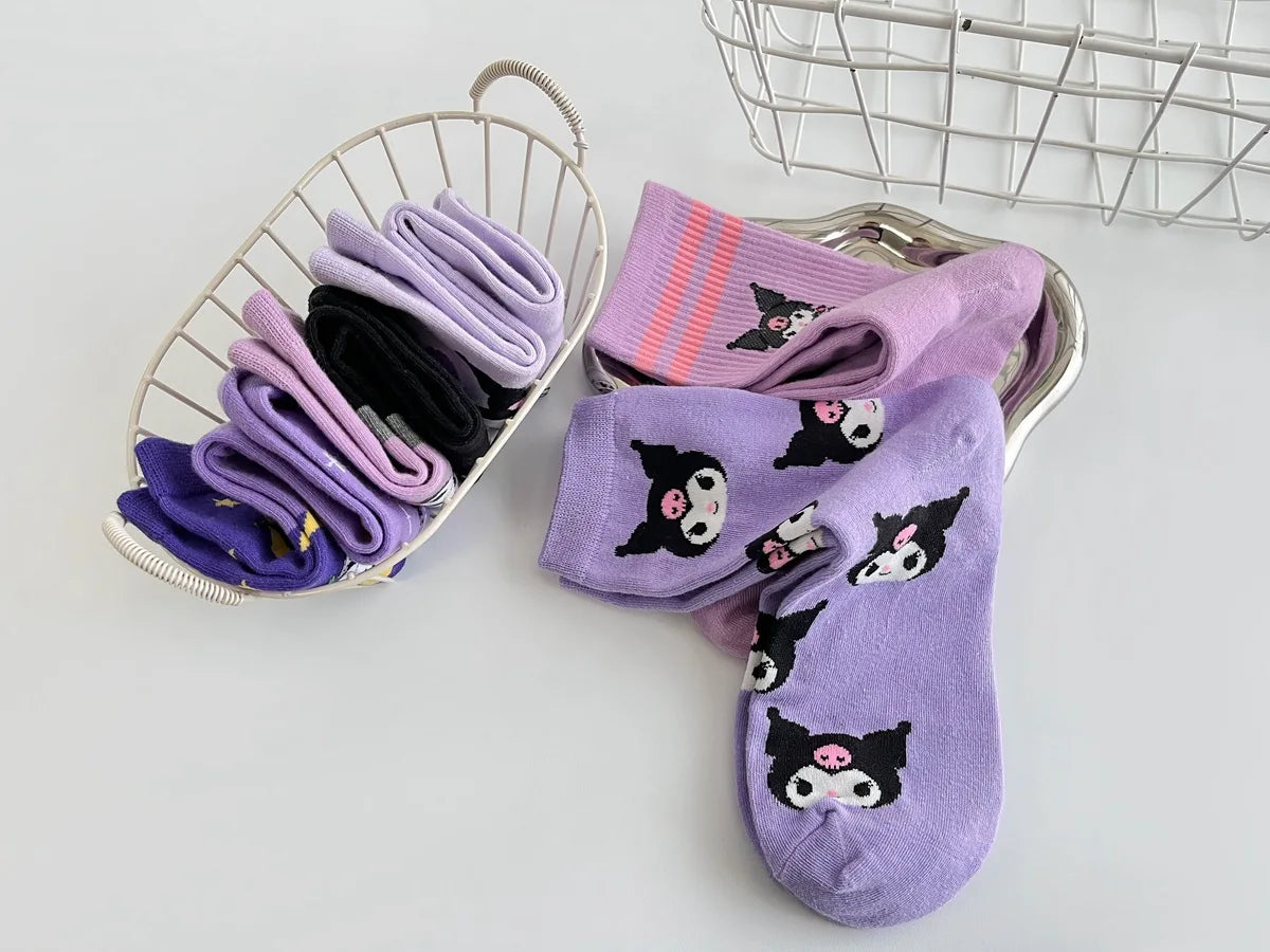 Purple Cartoon Socks: Embrace Your Inner Cute Witch with Disney Sanrio Kuromi! girls ladies kids