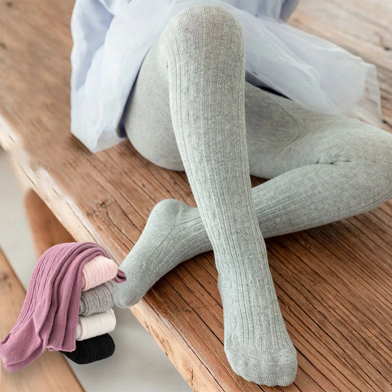 Adorables collants en maille torsadée de coton pour bébés filles (0-8 ans), à la fois respirants et élégants pour chaque saison